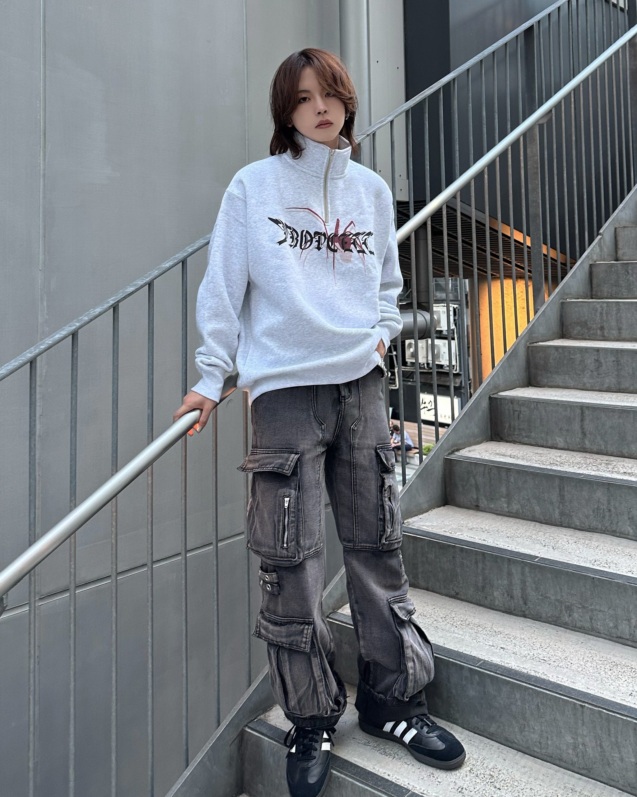Spider Logo Half Zip Trainer グレー – PROPCELL
